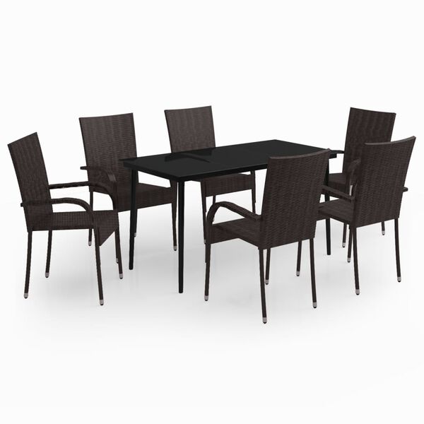 vidaXL 7 Piece Garden Dining Set Brown and Black