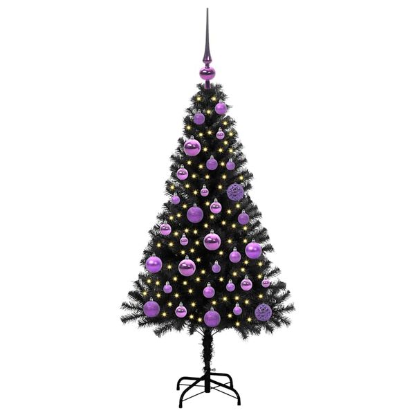 vidaXL Christmas Tree with 150 LEDs with Stand Black 120 cm PVC