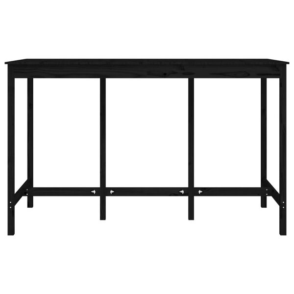 vidaXL Bar Table Black 180x80x110 cm Solid Wood Pine