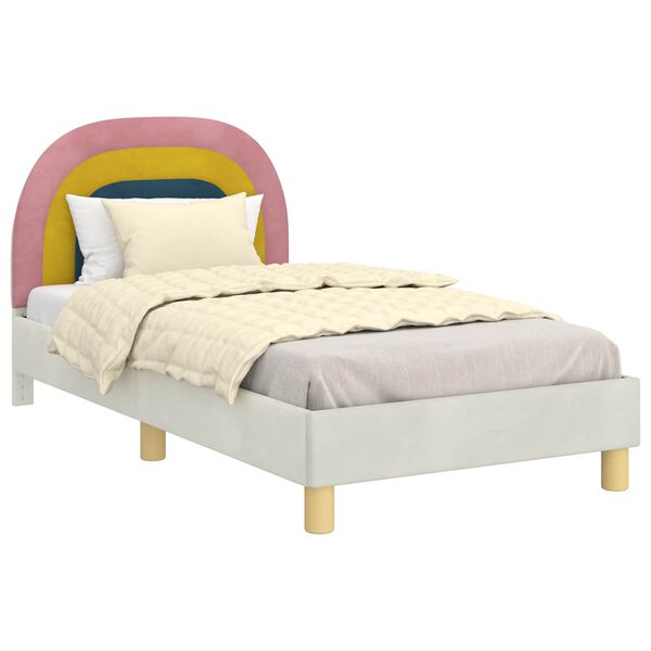 vidaXL Children's Bed Frame with Headboard Cream 80 x 160 cm Velvet