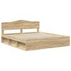 vidaXL Bed Frame with Headboard Sonoma 200 x 200 cm Solid Pine Wood