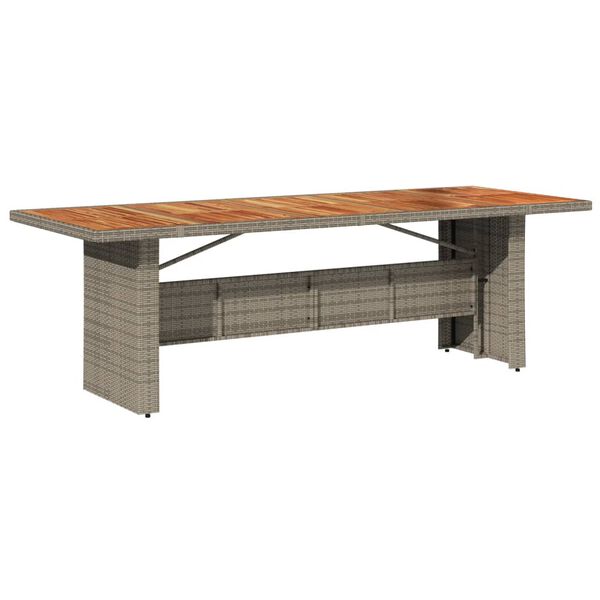 vidaXL Garden Table with Acacia Wood Top Grey 240x90x75 cm Poly Rattan