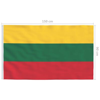 vidaXL Lithuania Flag and Pole Aluminium 4 m