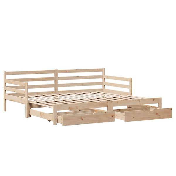 vidaXL Daybed with Trundle and Drawers without Mattress 90x200 cm
