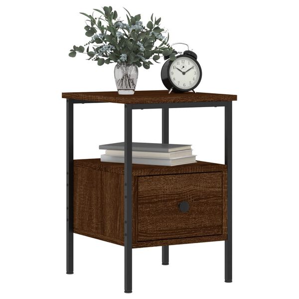 vidaXL Bedside Cabinet Brown Oak 34x36x50 cm Engineered Wood