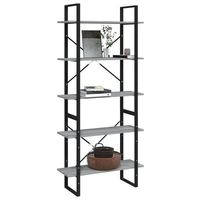 vidaXL 5-Tier Book Cabinet Grey Sonoma 80x30x175 cm Engineered Wood
