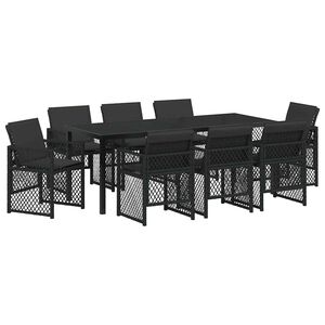 vidaXL Garden Dining Set 9 pcs Black Poly Rattan
