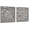 vidaXL Garden Wall Decorations 2 pcs 55x55 cm Corten Steel Rose Design