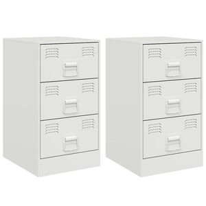 vidaXL Bedside Cabinets 2 pcs White 34.5x39x62 cm Steel