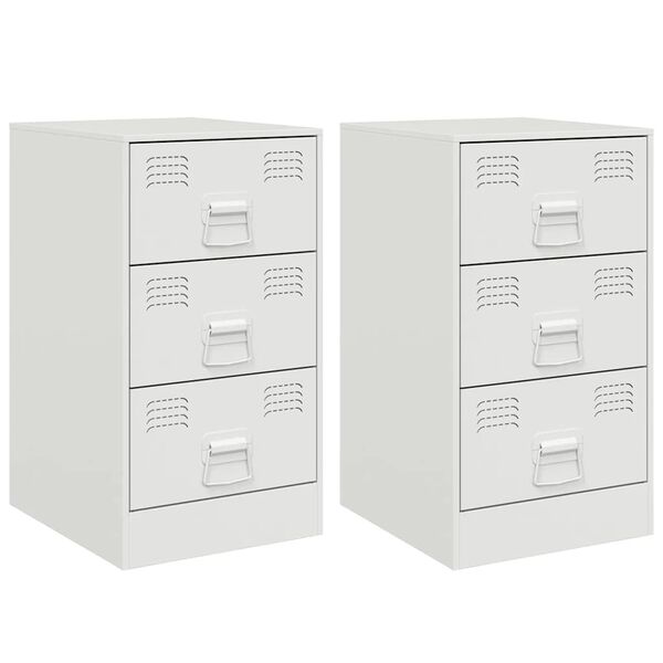 vidaXL Bedside Cabinets 2 pcs White 34.5x39x62 cm Steel