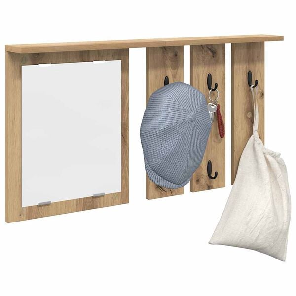 vidaXL Wall-Mounted Coat Rack with Shelf Artisan oak 85 x 10 x 45 cm