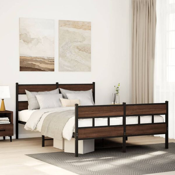 vidaXL Bed Frame without Mattress with Headboard and Footboard 140x200 cm