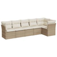 vidaXL 6 Piece Garden Sofa Set with Cushions Beige Poly Rattan