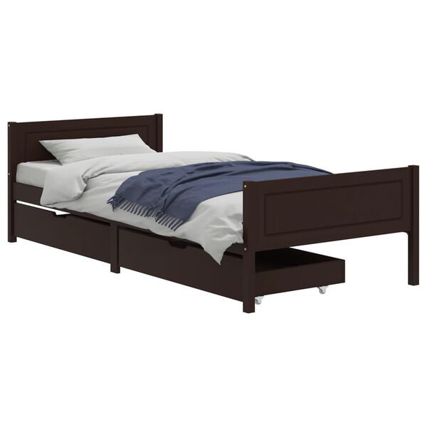 vidaXL Bed Frame without Mattress Dark Brown 100x200 cm Solid Wood