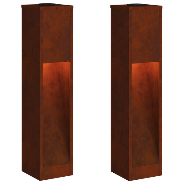 vidaXL Solar Led Pathway Light 2 pcs Bronze Weathering Steel
