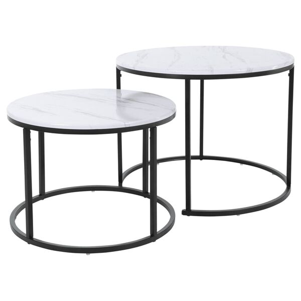 H&S Collection 2 Piece Side Table Set White