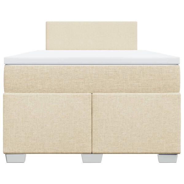 vidaXL Box Spring Bed with Mattress Cream 120x200 cm Fabric