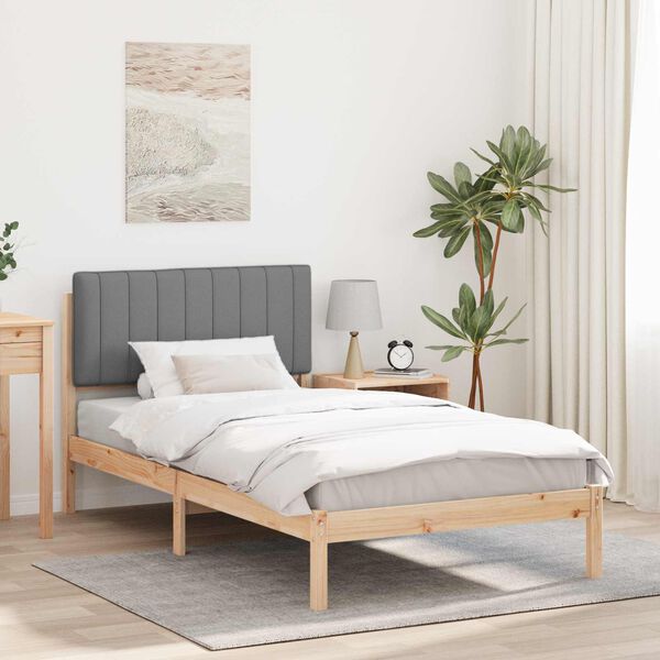 vidaXL Bed Frame with Upholstered Headboard Light Grey 100 x 200 cm