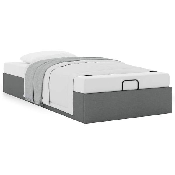 vidaXL Ottoman Bed Frame without Mattress Dark Grey Single Fabric
