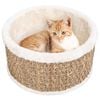 vidaXL Cat Basket | Beige | Flakeboard, plush, seagrass | 36 cm diameter