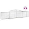 vidaXL Arched Gabion Baskets 9 pcs 300x30x60/80 cm Galvanised Iron