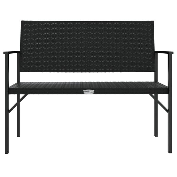 vidaXL 2-Seater Garden Bench Black Poly Rattan