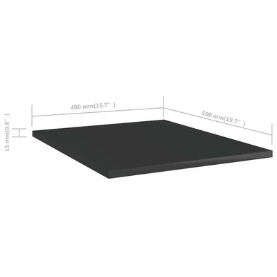 vidaXL Bookshelf Boards 4 pcs High Gloss Black 40x50x1.5 cm Engineered Wood