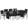 vidaXL Garden Dining Set 9 pcs Black Poly Rattan