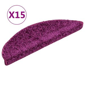 vidaXL Stair Mats 15 pcs 56x17x3 cm Violet Half Round