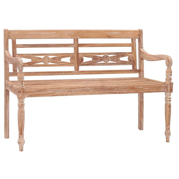 vidaXL Batavia Bench 120 cm White Wash Solid Teak Wood