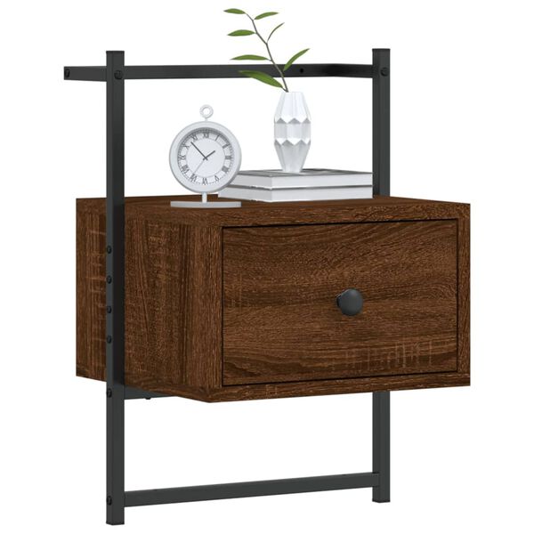 vidaXL Bedside Cabinet Wall-mounted Brown Oak 35x30x51 cm Engineered Wood
