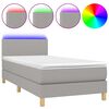 vidaXL Box Spring Bed with Mattress&LED Light Grey 100x200cm Fabric