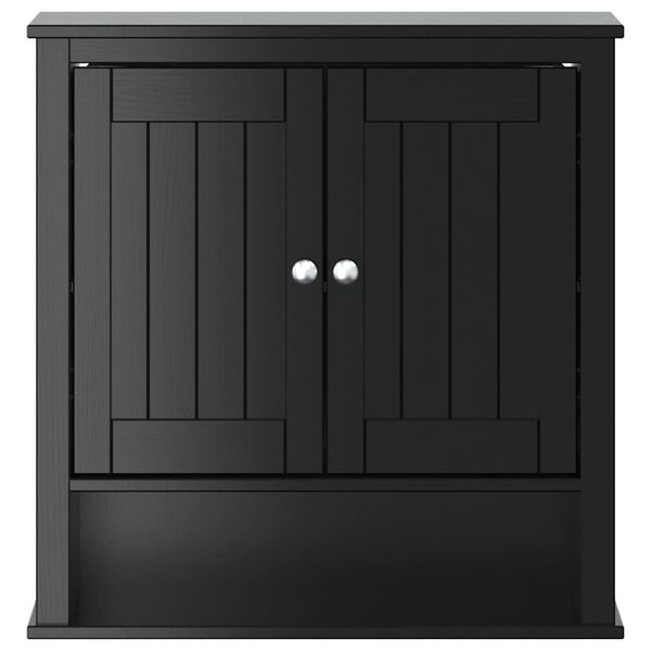 vidaXL Bathroom Wall Cabinet BERG Black 69.5x27x71.5 cm Solid Wood