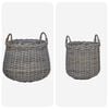 vidaXL Planter Basket with Storage 2 pcs Grey Lacak Rattan