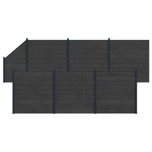 vidaXL Fence Panel 7 pcs WPC and Aluminium Black