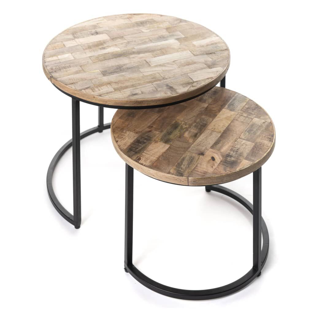 Rousseau 2 Piece Side Table Set Linus Mangolia Wood vidaXL