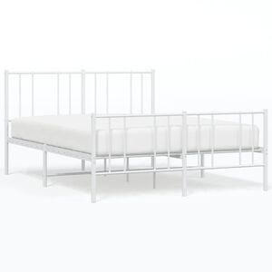 vidaXL Metal Bed Frame without Mattress with Footboard White 120x190cm