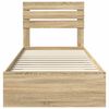 vidaXL Bed Frame Sonoma Oak and Silver 75 x 190 cm Engineered Wood