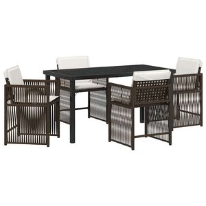 vidaXL Garden Dining Set 5 pcs Brown Poly Rattan
