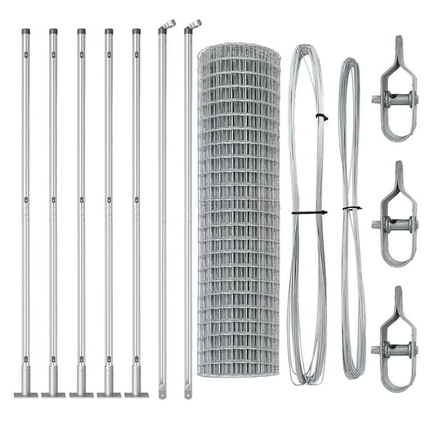 vidaXL Fence with Post Silver 0.8 x 25 m Steel