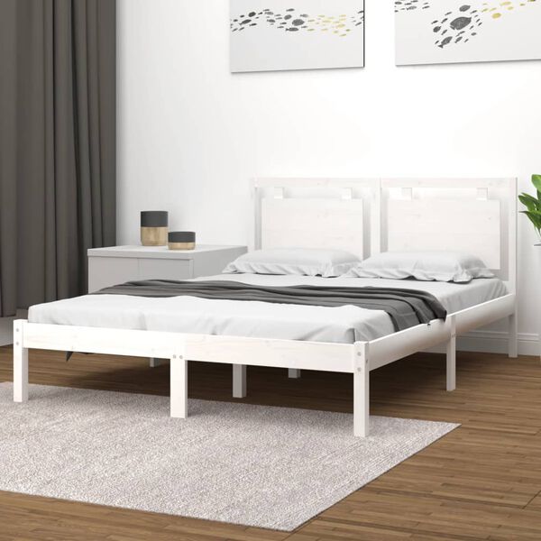 vidaXL Bed Frame without Mattress White 140x200 cm Solid Wood