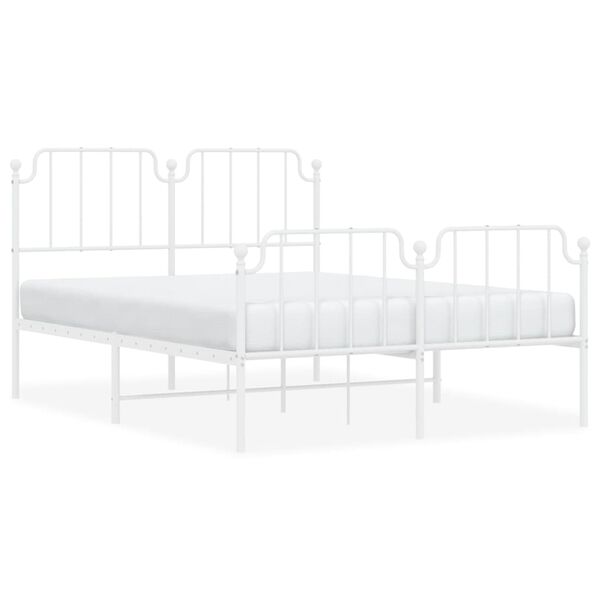 vidaXL Metal Bed Frame without Mattress with Footboard&nbsp;White 140x190cm