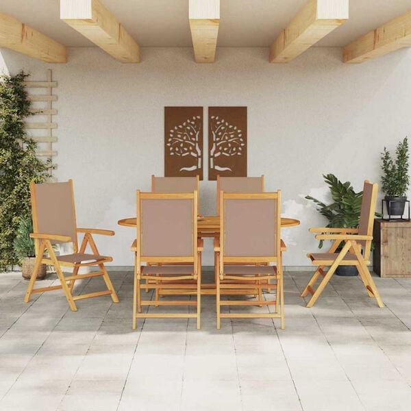 vidaXL Garden Dining Set Folding 7 pcs Taupe Solid Acacia Wood