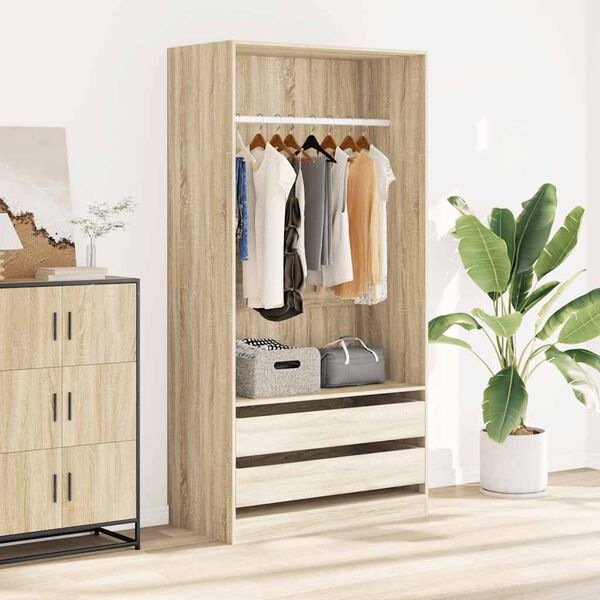 vidaXL Wardrobe Sonoma Oak 100x50x200 cm Engineered Wood