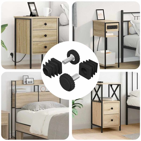 vidaXL Furniture Levelers Adjustable 2 pcs Black M6 PP