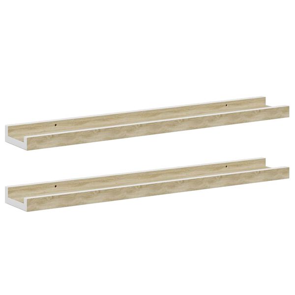 vidaXL Wall Shelves 2 pcs White and Sonoma Oak 60x9x3 cm