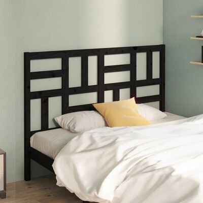 vidaXL Bed Headboard Black 126x4x104 cm Solid Wood Pine