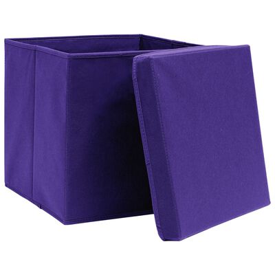 vidaXL Storage Boxes with Covers 10 pcs 28x28x28 cm Purple