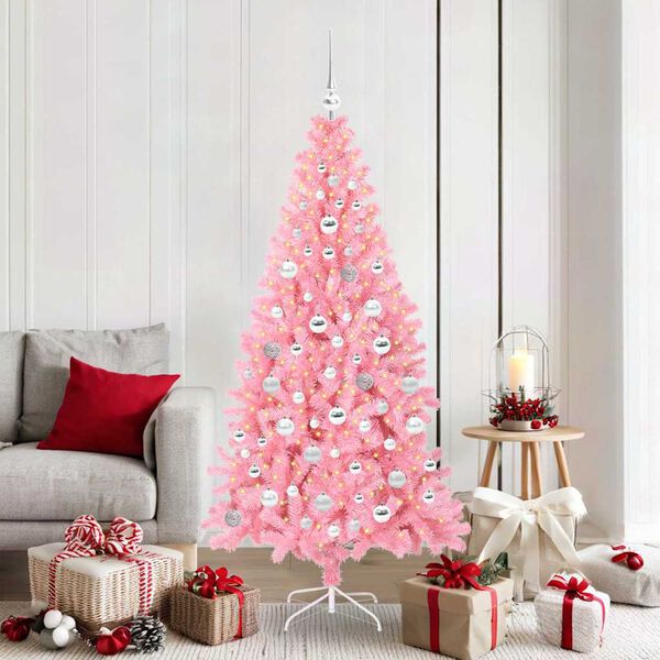 vidaXL Christmas Tree with 300 LEDs with Stand Pink 180 cm PVC