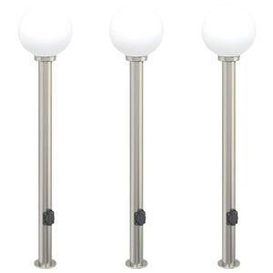 vidaXL Bollard Lights with Outlet 3 pcs 120 cm Stainless Steel IP44